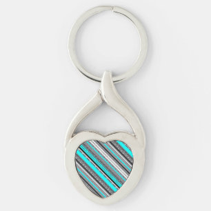 Cute graue aqua-aztekische Muster Schlüsselanhänger