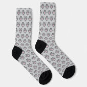 Cute Gray Cat Face Pattern Socken (Rechts)