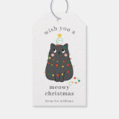 Cute Gray Cat Meowy Christmas Custom Holiday Geschenkanhänger (Rückseite)