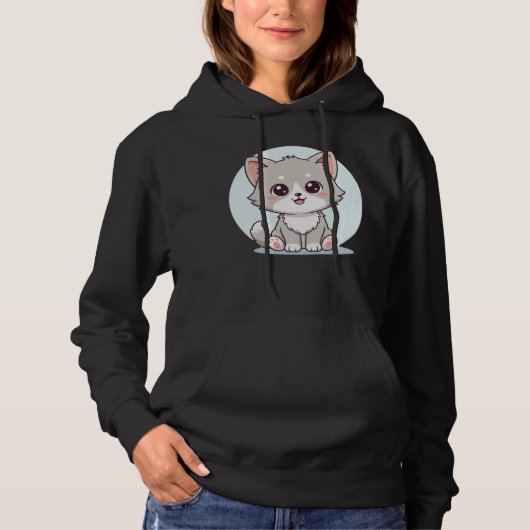 Cute Gray Husky Hoodie (Vorderseite)