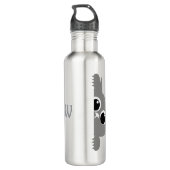 Cute Gray Peeking Cat Design Water Bottle Edelstahlflasche (Rückseite)