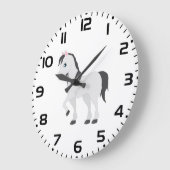 Cute Gray Pony Cartoon Whimsical Horse Große Wanduhr (Winkel)