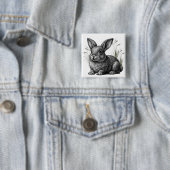 Cute Gray Rabbit Among the Grass Button (Beispiel)