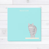Cute Gray Tabby Cat Blue Notes mit Name Post-it Klebezettel