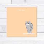 Cute Gray Tabby Cat Orange Notes mit Name Post-it Klebezettel