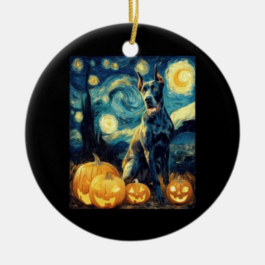 Cute Great Dane Dog Halloween Jack O Lantern Pumpk Keramik Ornament (Vorne)
