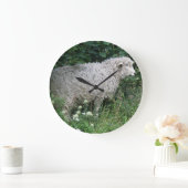 Cute Greedy Sheep Eating Wall Clock Große Wanduhr (Zuhause)