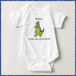 Cute Green Alligator Baby Strampler
