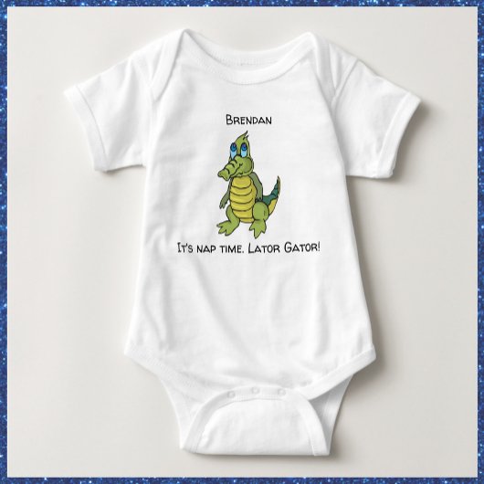 Cute Green Alligator Baby Strampler