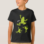 Cute Green and Black Frog Kids T-Shirt (Vorderseite)