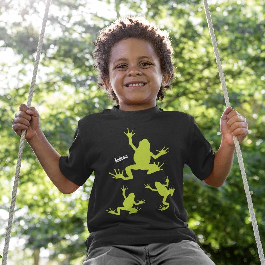 Cute Green and Black Frog Kids T-Shirt