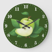Cute green apple lover kitchen decor große wanduhr (Vorderseite)