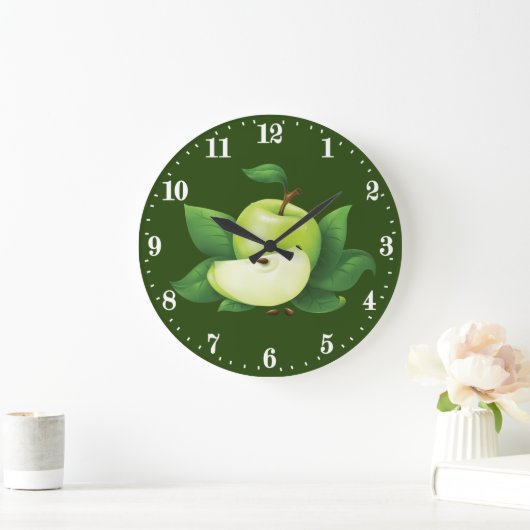 Cute green apple lover kitchen decor große wanduhr (Zuhause)