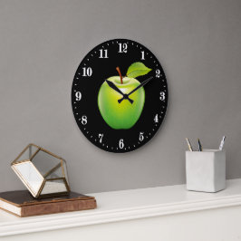 Cute green apple lover kitchen decor große wanduhr