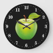 Cute green apple lover kitchen decor große wanduhr (Vorderseite)