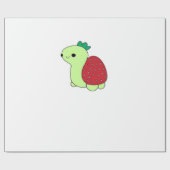 Cute green blushing strawberry turtle Classic T-Sh Geschenkpapier (Flach)