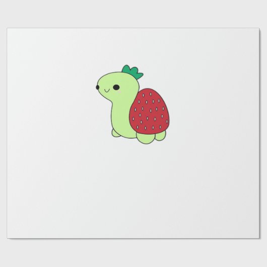 Cute green blushing strawberry turtle Classic T-Sh Geschenkpapier (Flach)