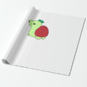 Cute green blushing strawberry turtle Classic T-Sh Geschenkpapier (Ungerollt)