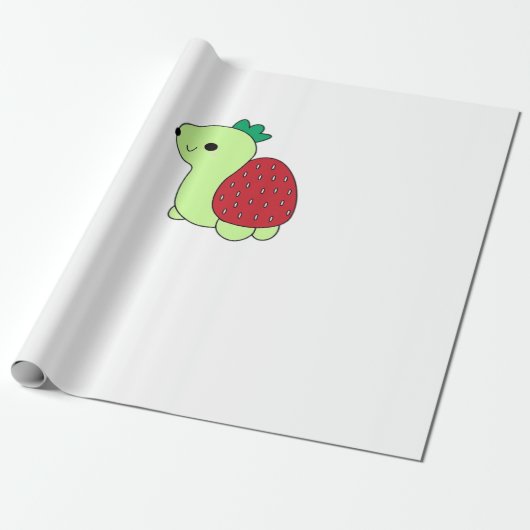 Cute green blushing strawberry turtle Classic T-Sh Geschenkpapier (Ungerollt)