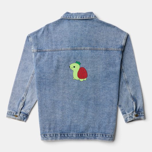 Cute green blushing strawberry turtle Classic T-Sh Jeansjacke (Rückseite)