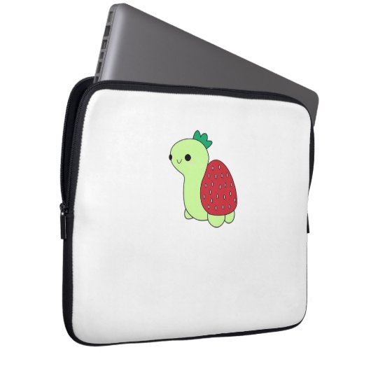 Cute green blushing strawberry turtle Classic T-Sh Laptopschutzhülle (Vorne Rechts)