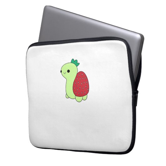 Cute green blushing strawberry turtle Classic T-Sh Laptopschutzhülle (Vorderseite Links)