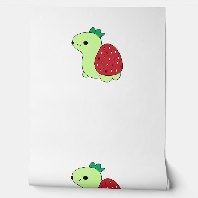 Cute green blushing strawberry turtle Classic T-Sh Tapete (Abrollen)