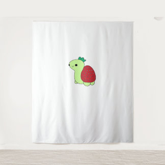 Cute green blushing strawberry turtle Classic T-Sh Wandteppich