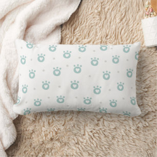 Cute Green Cat Paws with Hearts - Kids / Nursery Lendenkissen