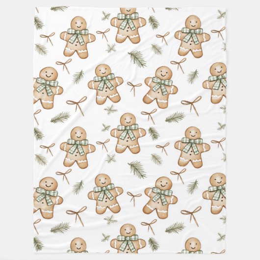 Cute Green Cream Gingerbread Cookies Christmas Fleecedecke (Vorderseite)
