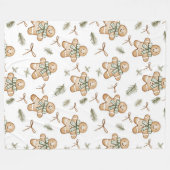 Cute Green Cream Gingerbread Cookies Christmas Fleecedecke (Vorderseite (Horizontal))