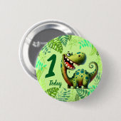 Cute Green Dinosaur 1st Birthday Button (Vorne & Hinten)