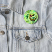 Cute Green Dinosaur 4th Birthday Button (Beispiel)