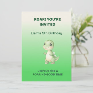 Cute Green Dinosaur Birthday Invitation | Personal Einladung