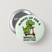 Cute Green Dinosaur Button (Vorne & Hinten)