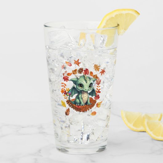 Cute Green Dragon “Autism Awesome Autumn” Design  Glas (Rückseite Ice)