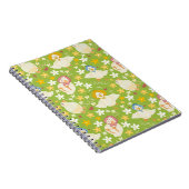 Cute Green Duck & Daisy Flower Seamless Pattern Notizblock (Rechte Seite)
