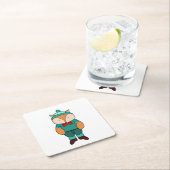 Cute green fox rechteckiger pappuntersetzer (Vor Ort)