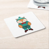 Cute green fox rechteckiger pappuntersetzer (angewinkelt)