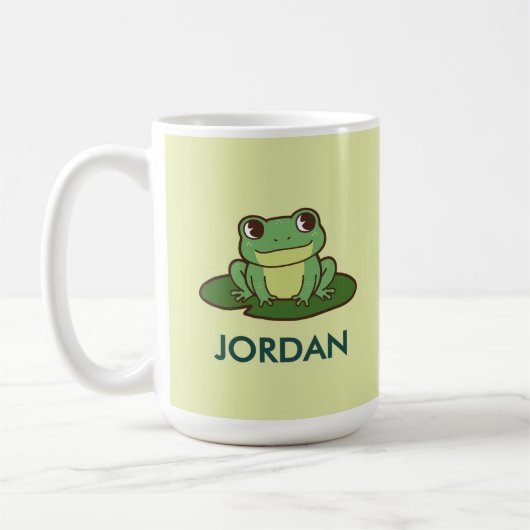 Cute Green Frog  Custom Mug Kaffeetasse (Links)