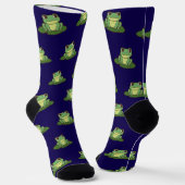 Cute Green Frog Pattern Socks Socken (Gewinkelt)