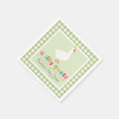 Cute Green Gingham Neutral Silly Goose Baby Shower Serviette (Ecke)