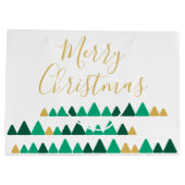 Cute Green & Golden Woods Christmas Trees Große Geschenktüte (Rückseite)