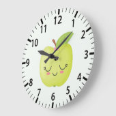 Cute Green Granny Smith Apple Fruit Kitchen Decor Große Wanduhr (Winkel)