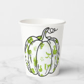 Cute Green Halloween Icons in Pumpkin Pappbecher (Rückseite)