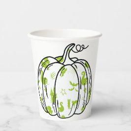 Cute Green Halloween Icons in Pumpkin Pappbecher