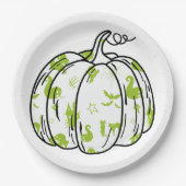 Cute Green Halloween Icons in Pumpkin Pappteller (Vorderseite)