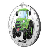 Cute green happy farm tractor cartoon illustration dartscheibe (Vorderseite rechts)