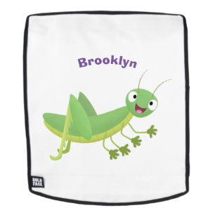 Cute green happy grasshopper cartoon rucksack