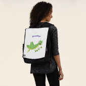 Cute green happy grasshopper cartoon rucksack (Ausgewaschen)